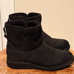 UGG Black Kristin Ankle Booties slight wedge heel